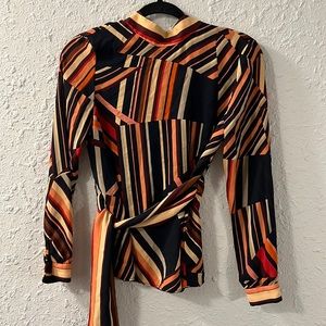 Zara 70s abstract mock neck top